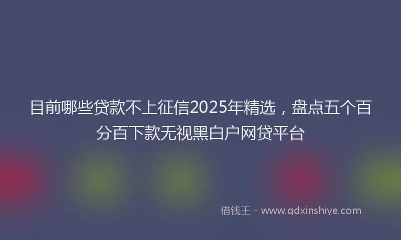 目前哪些贷款不上征信2025年精选，盘点五个百分百下款无视黑白户网贷平台