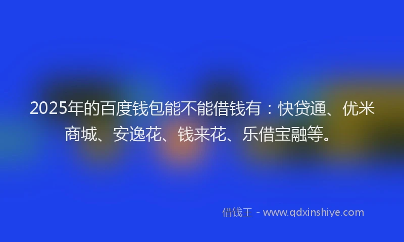 2025年的百度钱包能不能借钱有：快贷通、优米商城、安逸花、钱来花、乐借宝融等。