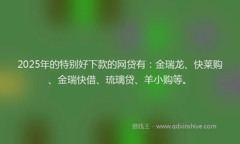 2025年的特别好下款的网贷有：金瑞龙、快莱购、金瑞快借、琉璃贷、羊小购等。