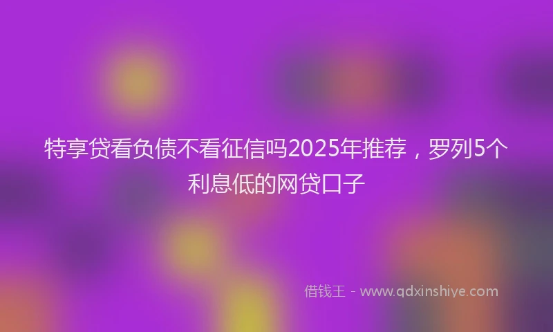特享贷看负债不看征信吗2025年推荐，罗列5个利息低的网贷口子