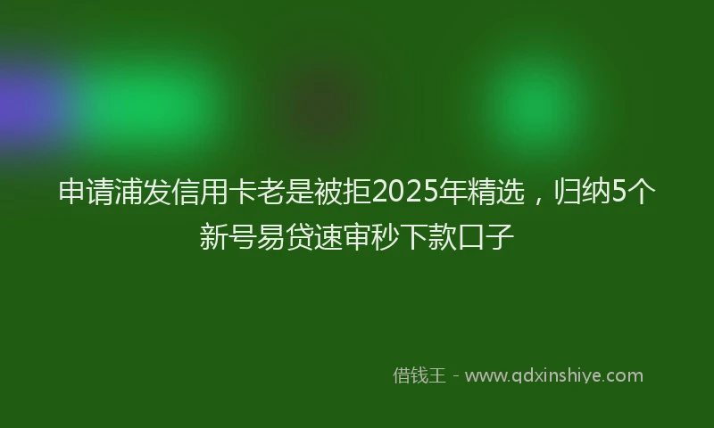 申请浦发信用卡老是被拒2025年精选，归纳5个新号易贷速审秒下款口子