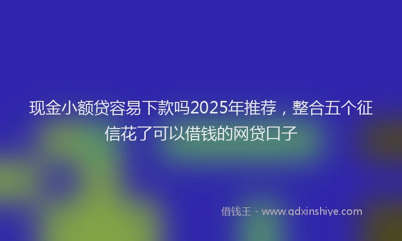 现金小额贷容易下款吗2025年推荐，整合五个征信花了可以借钱的网贷口子