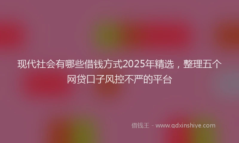 现代社会有哪些借钱方式2025年精选，整理五个网贷口子风控不严的平台