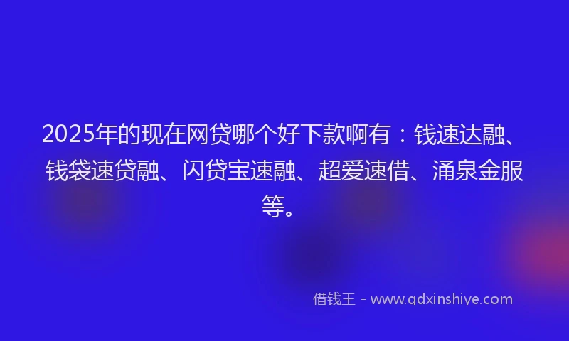 2025年的现在网贷哪个好下款啊有：钱速达融、钱袋速贷融、闪贷宝速融、超爱速借、涌泉金服等。