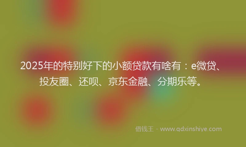 2025年的特别好下的小额贷款有啥有：e微贷、投友圈、还呗、京东金融、分期乐等。