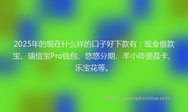 2025年的现在什么样的口子好下款有：现金借款宝、瑞信宝Pro钱包、悠悠分期、羊小咩便荔卡、乐宝花等。