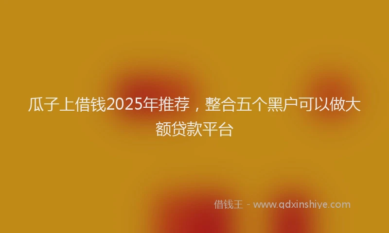 瓜子上借钱2025年推荐，整合五个黑户可以做大额贷款平台