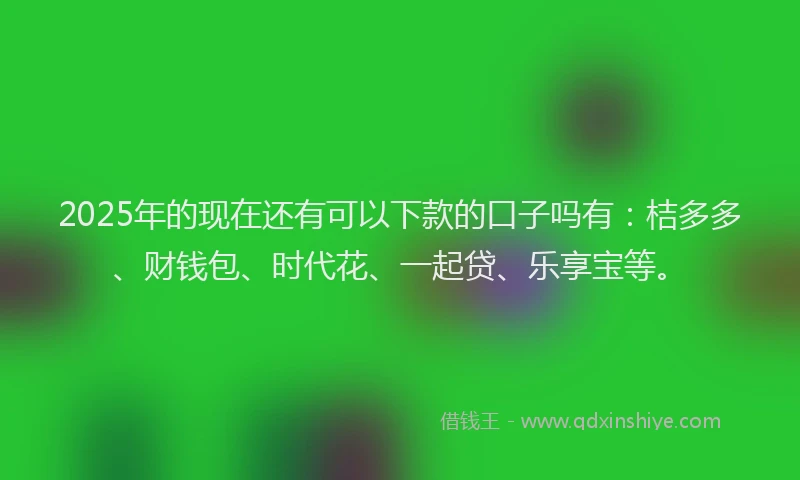 2025年的现在还有可以下款的口子吗有：桔多多、财钱包、时代花、一起贷、乐享宝等。