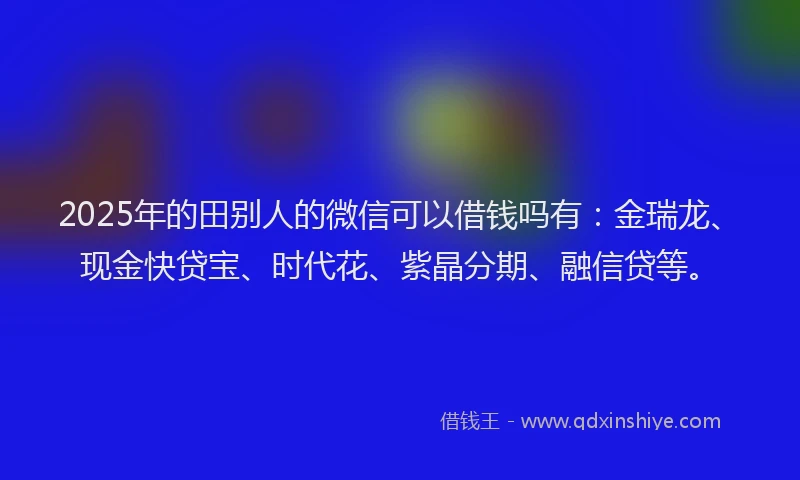 2025年的田别人的微信可以借钱吗有：金瑞龙、现金快贷宝、时代花、紫晶分期、融信贷等。