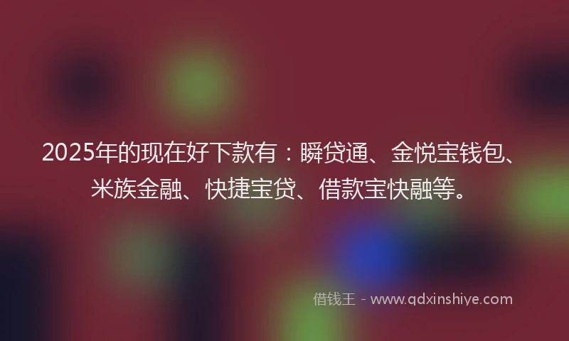 2025年的现在好下款有：瞬贷通、金悦宝钱包、米族金融、快捷宝贷、借款宝快融等。