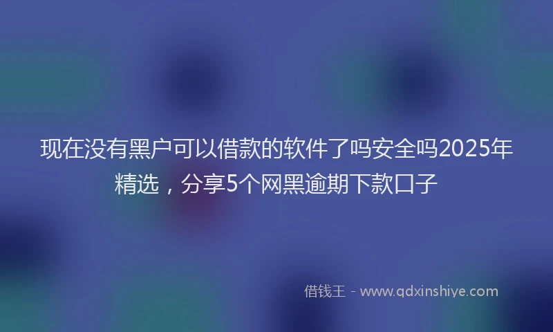现在没有黑户可以借款的软件了吗安全吗2025年精选，分享5个网黑逾期下款口子