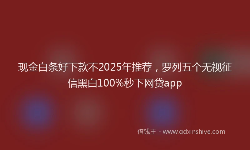 现金白条好下款不2025年推荐，罗列五个无视征信黑白100%秒下网贷app