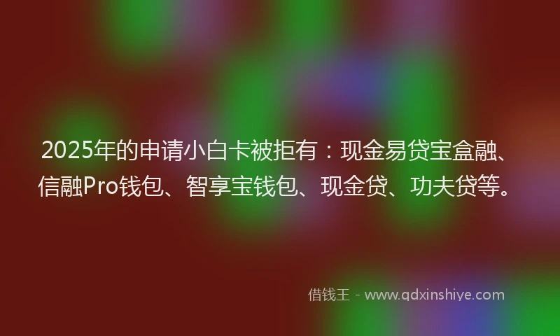2025年的申请小白卡被拒有：现金易贷宝盒融、信融Pro钱包、智享宝钱包、现金贷、功夫贷等。