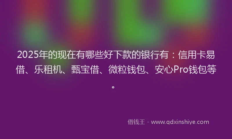 2025年的现在有哪些好下款的银行有：信用卡易借、乐租机、甄宝借、微粒钱包、安心Pro钱包等。