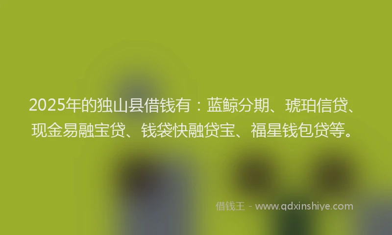 2025年的独山县借钱有：蓝鲸分期、琥珀信贷、现金易融宝贷、钱袋快融贷宝、福星钱包贷等。