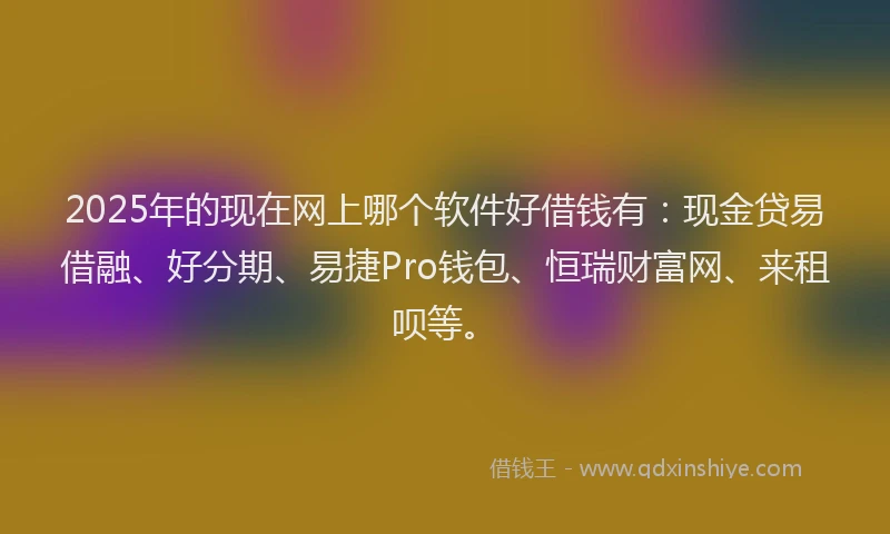 2025年的现在网上哪个软件好借钱有：现金贷易借融、好分期、易捷Pro钱包、恒瑞财富网、来租呗等。