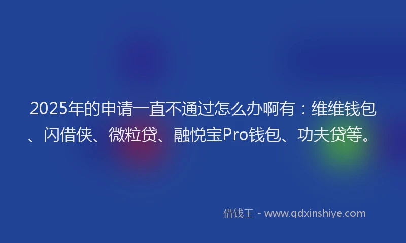 2025年的申请一直不通过怎么办啊有：维维钱包、闪借侠、微粒贷、融悦宝Pro钱包、功夫贷等。