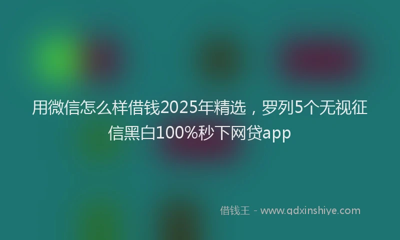 用微信怎么样借钱2025年精选，罗列5个无视征信黑白100%秒下网贷app
