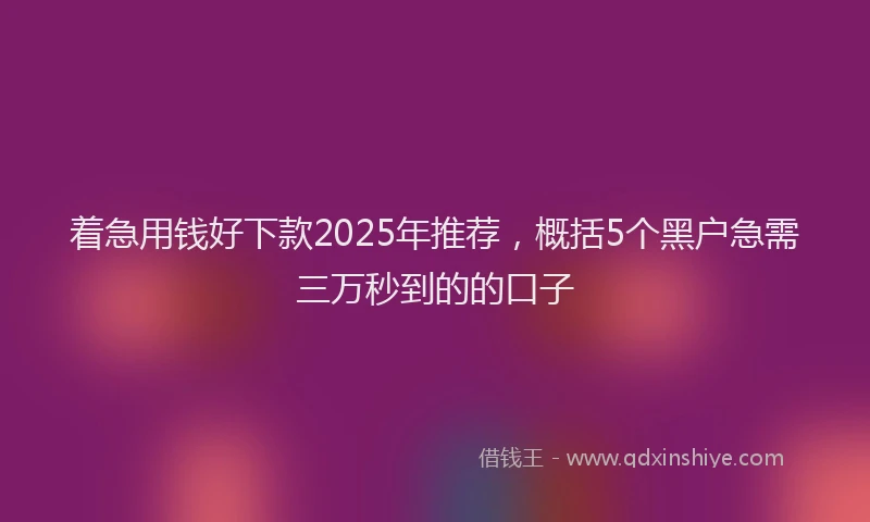 着急用钱好下款2025年推荐，概括5个黑户急需三万秒到的的口子