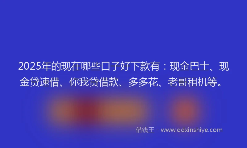 2025年的现在哪些口子好下款有：现金巴士、现金贷速借、你我贷借款、多多花、老哥租机等。