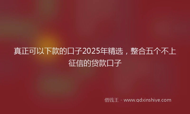 真正可以下款的口子2025年精选，整合五个不上征信的贷款口子