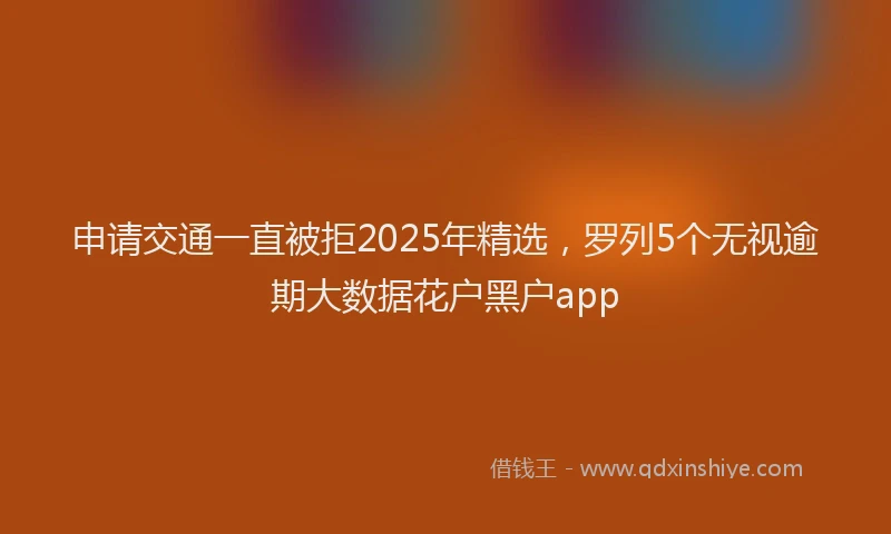 申请交通一直被拒2025年精选，罗列5个无视逾期大数据花户黑户app
