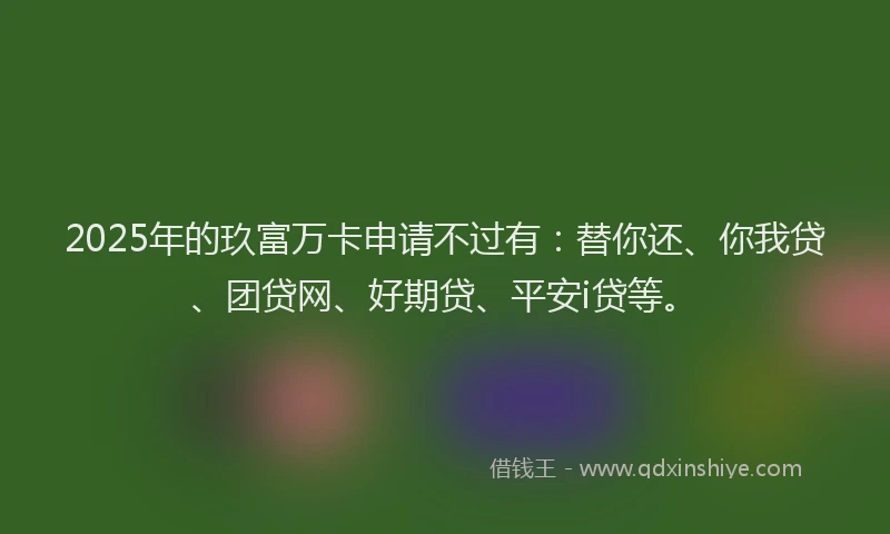 2025年的玖富万卡申请不过有：替你还、你我贷、团贷网、好期贷、平安i贷等。