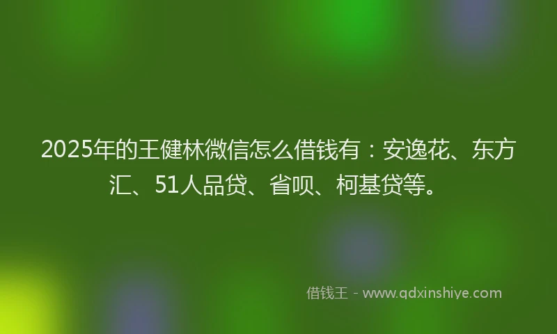 2025年的王健林微信怎么借钱有：安逸花、东方汇、51人品贷、省呗、柯基贷等。