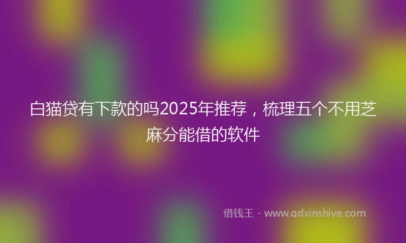 白猫贷有下款的吗2025年推荐，梳理五个不用芝麻分能借的软件