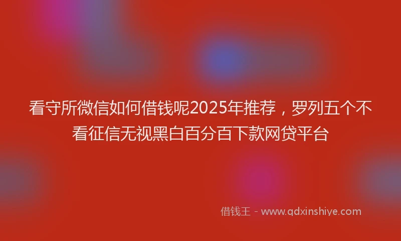 看守所微信如何借钱呢2025年推荐，罗列五个不看征信无视黑白百分百下款网贷平台