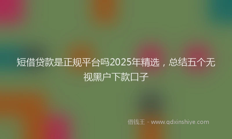 短借贷款是正规平台吗2025年精选，总结五个无视黑户下款口子