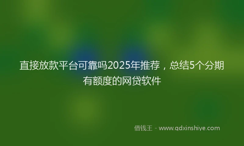 直接放款平台可靠吗2025年推荐，总结5个分期有额度的网贷软件