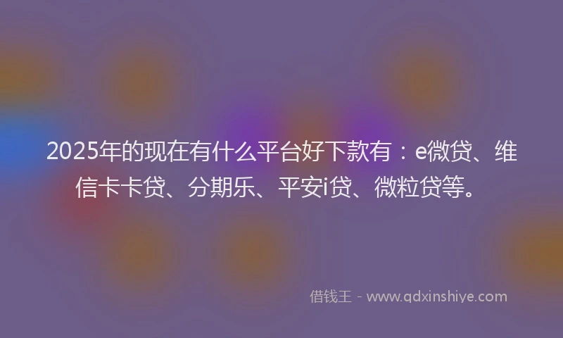 2025年的现在有什么平台好下款有：e微贷、维信卡卡贷、分期乐、平安i贷、微粒贷等。