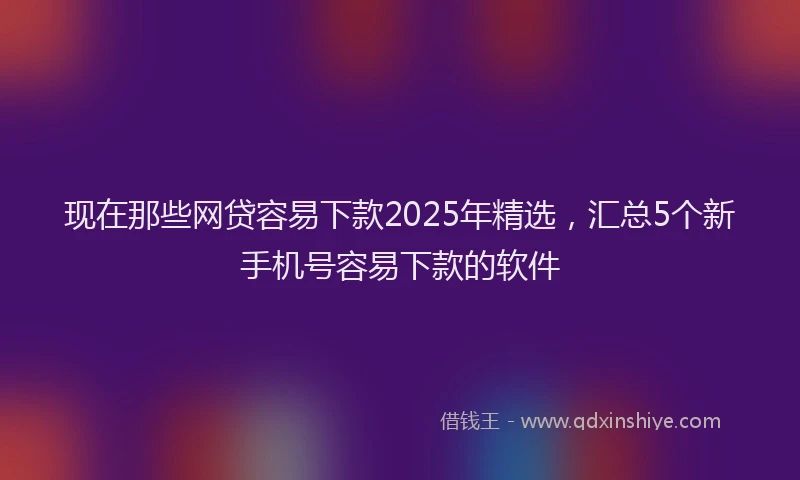 现在那些网贷容易下款2025年精选，汇总5个新手机号容易下款的软件