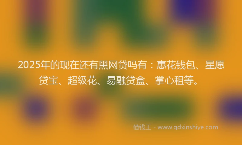 2025年的现在还有黑网贷吗有：惠花钱包、星愿贷宝、超级花、易融贷盒、掌心租等。