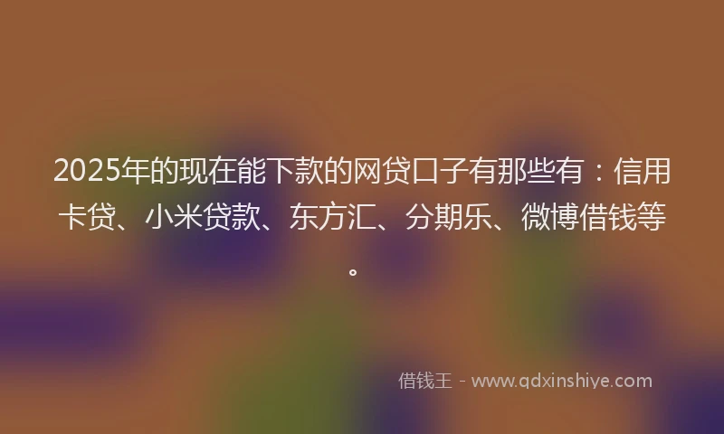 2025年的现在能下款的网贷口子有那些有：信用卡贷、小米贷款、东方汇、分期乐、微博借钱等。