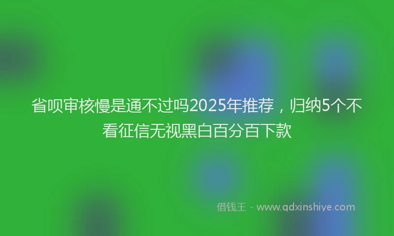 省呗审核慢是通不过吗2025年推荐，归纳5个不看征信无视黑白百分百下款