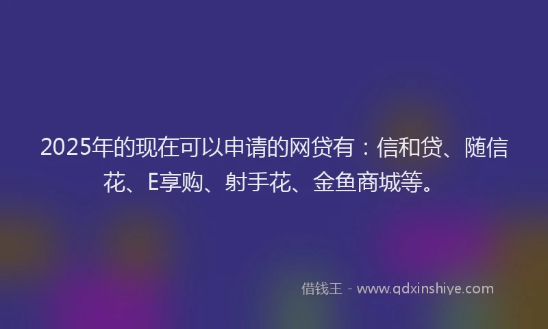 2025年的现在可以申请的网贷有：信和贷、随信花、E享购、射手花、金鱼商城等。
