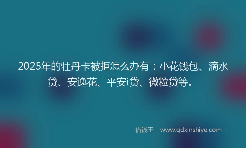2025年的牡丹卡被拒怎么办有：小花钱包、滴水贷、安逸花、平安i贷、微粒贷等。