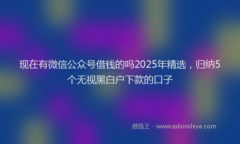 现在有微信公众号借钱的吗2025年精选，归纳5个无视黑白户下款的口子