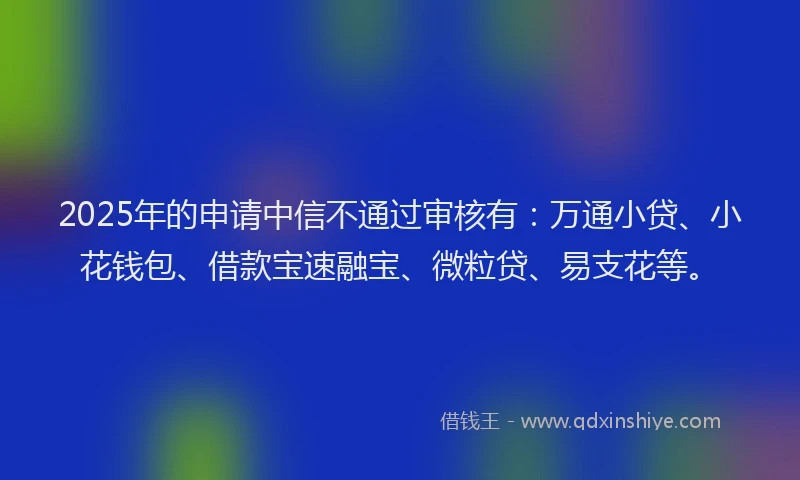 2025年的申请中信不通过审核有：万通小贷、小花钱包、借款宝速融宝、微粒贷、易支花等。