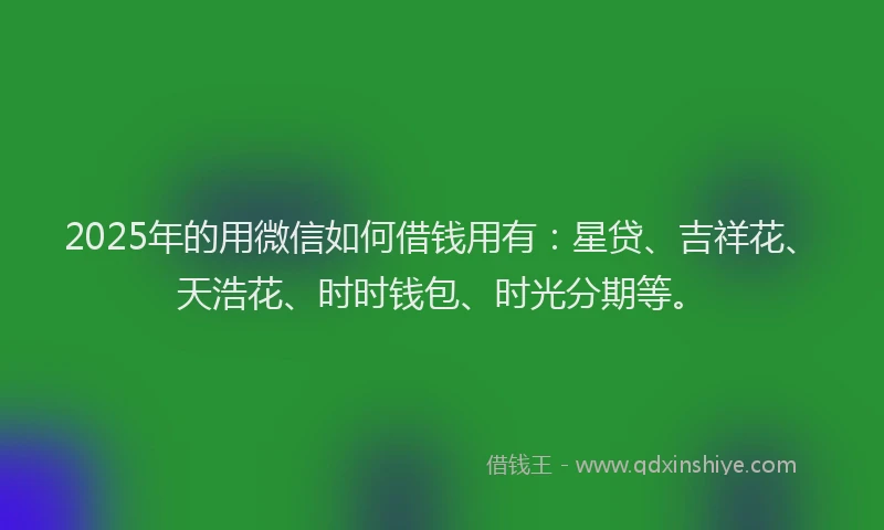 2025年的用微信如何借钱用有：星贷、吉祥花、天浩花、时时钱包、时光分期等。