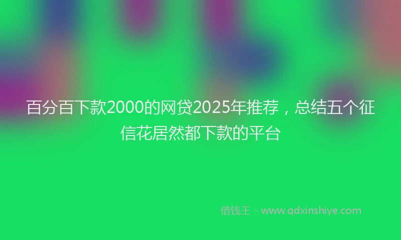 百分百下款2000的网贷2025年推荐，总结五个征信花居然都下款的平台