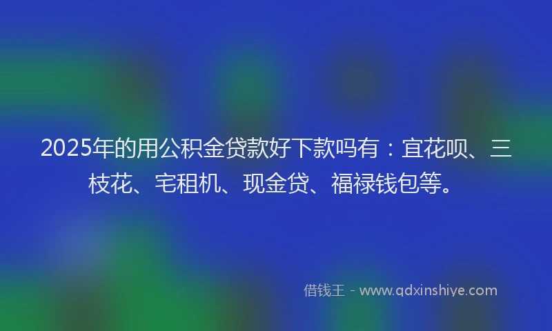 2025年的用公积金贷款好下款吗有：宜花呗、三枝花、宅租机、现金贷、福禄钱包等。