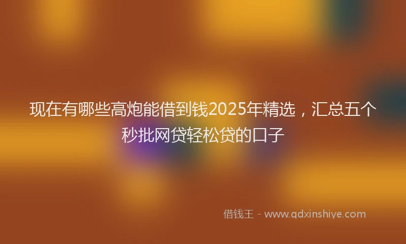 现在有哪些高炮能借到钱2025年精选，汇总五个秒批网贷轻松贷的口子