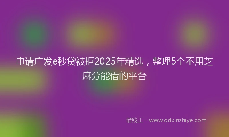 申请广发e秒贷被拒2025年精选，整理5个不用芝麻分能借的平台