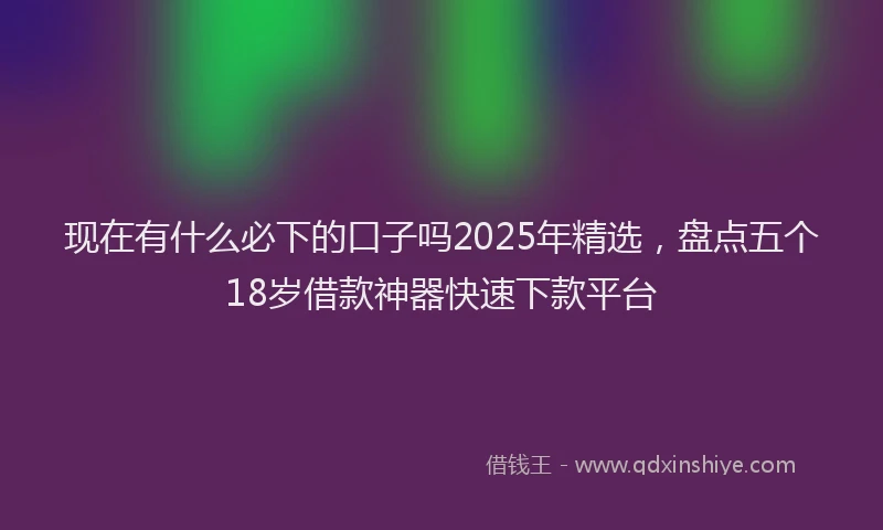 现在有什么必下的口子吗2025年精选，盘点五个18岁借款神器快速下款平台