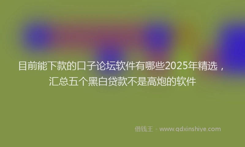 目前能下款的口子论坛软件有哪些2025年精选，汇总五个黑白贷款不是高炮的软件