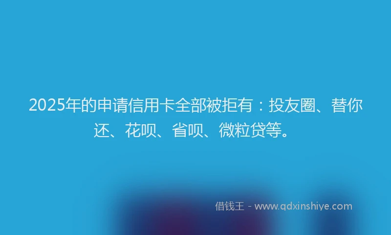 2025年的申请信用卡全部被拒有：投友圈、替你还、花呗、省呗、微粒贷等。