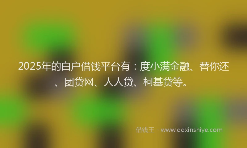 2025年的白户借钱平台有：度小满金融、替你还、团贷网、人人贷、柯基贷等。